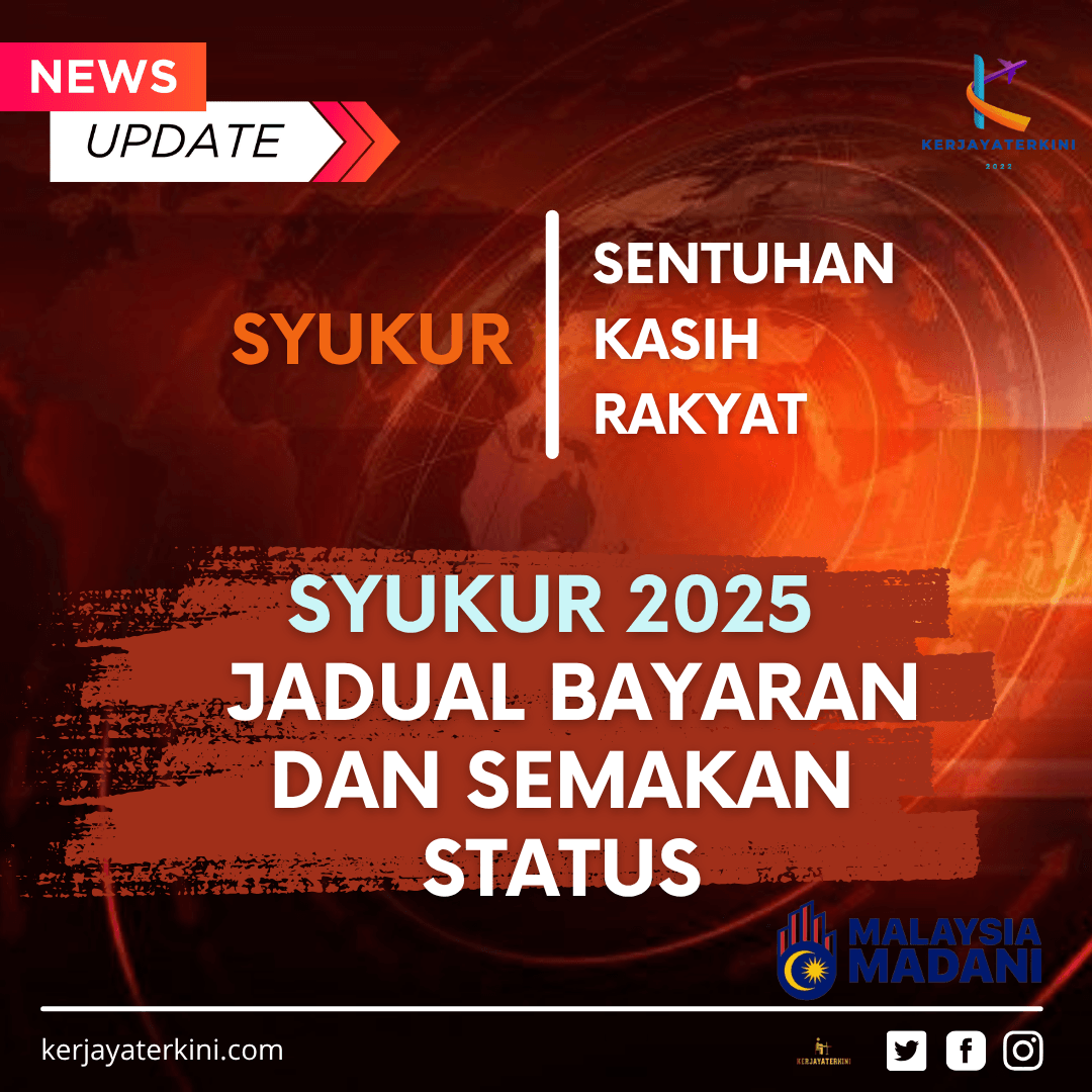 Poster SYUKUR 2025 yang memaparkan jadual bayaran bantuan dan pautan semakan status Program Sentuhan Kasih Rakyat Sabah.