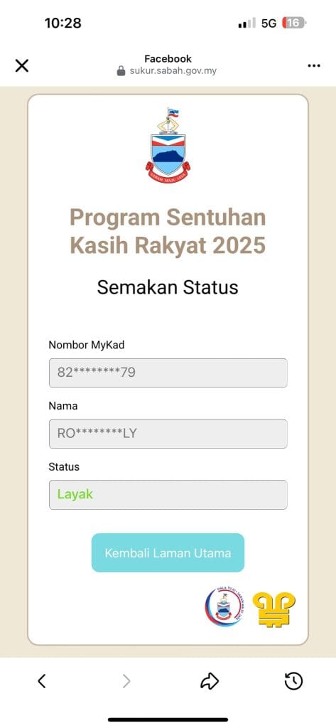 infografik semakan status SYUKUR